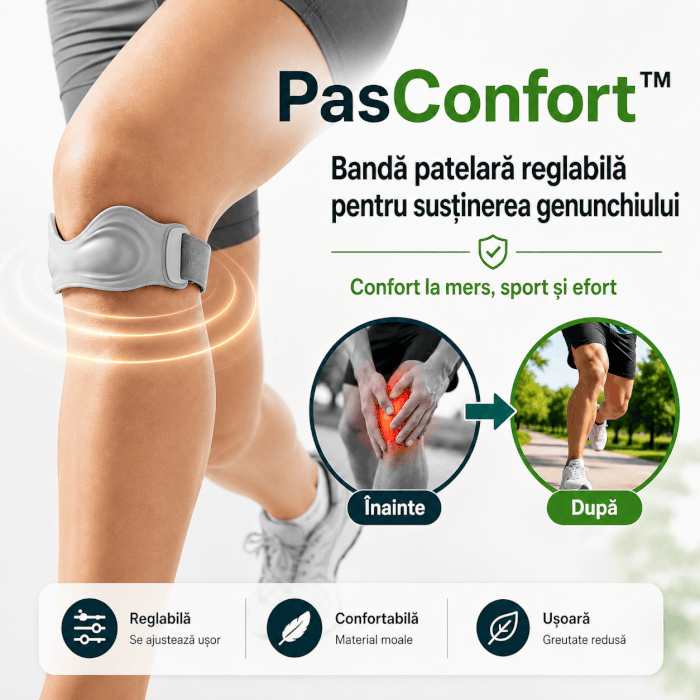 PasConfort™ – Susținere reglabilă pentru genunchi, la fiecare pas